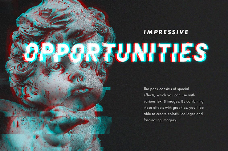 超级火爆的抖音风格故障效果 PSD 图层，剪辑设计必备