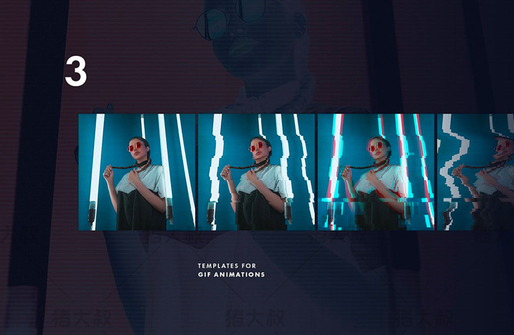 超级火爆的抖音风格故障效果 PSD 图层，剪辑设计必备