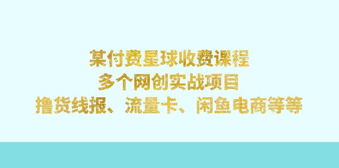 某付费课程:多个网创实战项目,撸货线报、流量卡、闲鱼电商等等 某付费课程:多个网创实战项目,撸货线报、流量卡、闲鱼电商等等