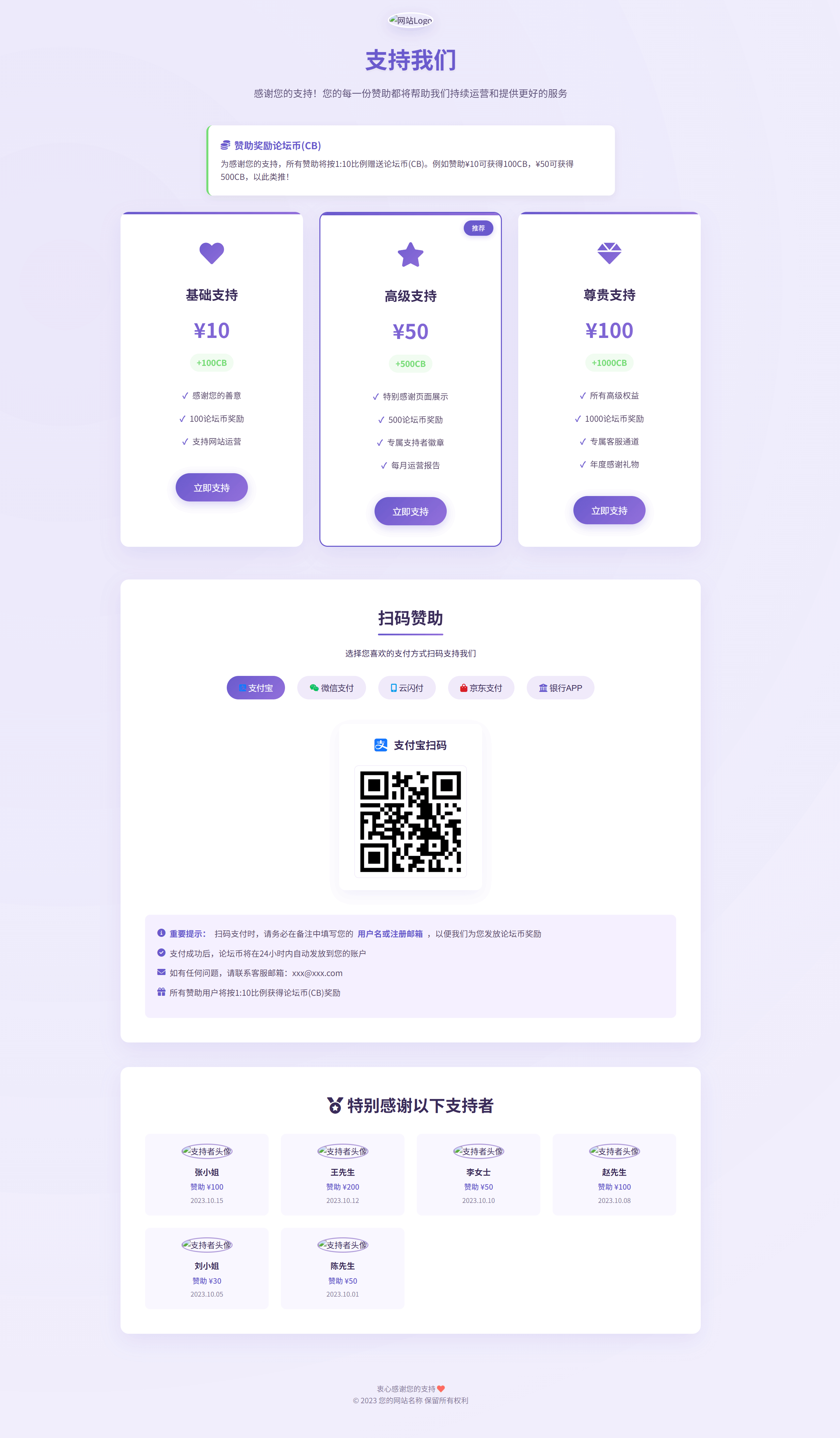 全支付平台赞助页面 HTML 单页